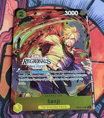 Sanji (Offline Regional 2024) [Participant]	OP03-102	One Piece Promo Card • $29.99