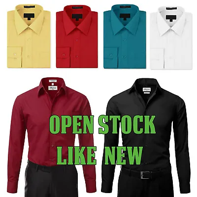 New Open Box Repackaged Men's Long Sleeve Solid Dress Shirts Multiple Colors • $12.35