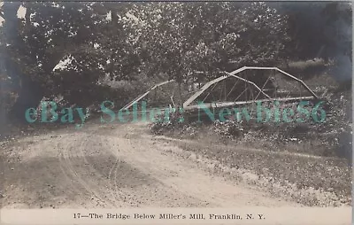 Franklin NY - THE BRIDGE BELOW MILLERS MILL - RPPC C.H. Phelps Postcard • $12.75