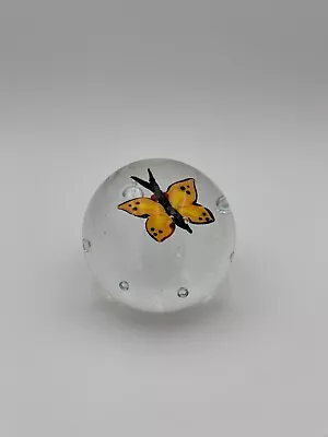 Vintage Art Glass Paperweight Butterfly With Bubbles Murano Style • $8.99