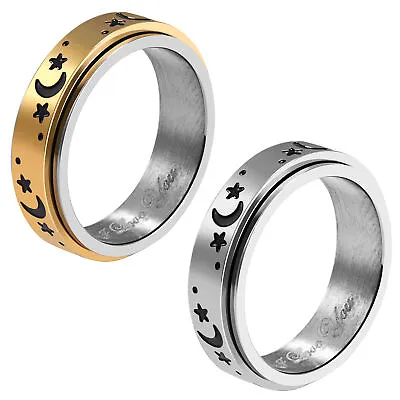 Titanium I Love You Moon Star Spinner Ring Promise Wedding Band For Men Women • $14.99