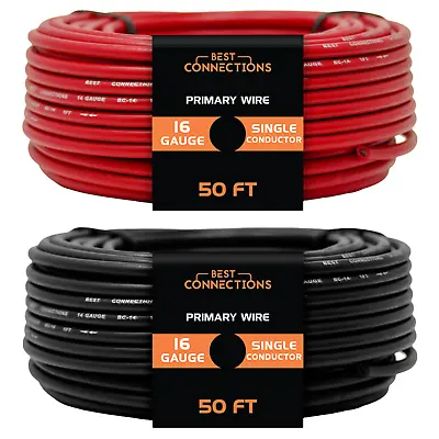 16 Gauge Car Audio Primary Wire (50ft–RedBlack) Remote Power/Ground Electrical • $9.95