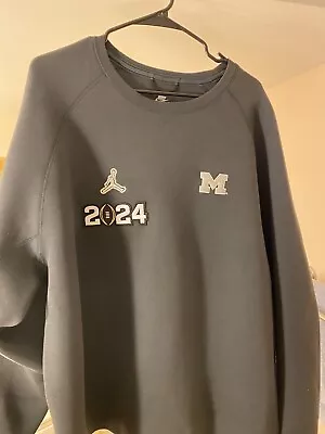 Michigan Wolverines Grey Jordan 2024 CFP Media Night Tech Fleece Crew XXL • $250