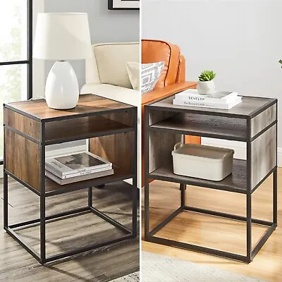 £28.99 • Buy 51cm Industrial Modern Square Open Shelf Storage Sofa Side End Night Stand Table