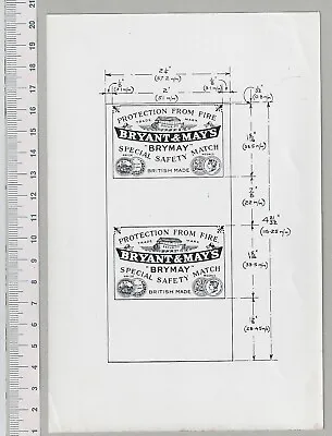 BRYMAY Bryant & May's Vintage Safety Matches Matchbox Label Prototype (2) • $39.99