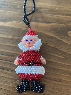 Vintage Christmas Hand Beaded Santa SEED BEAD Ornament 2.5  Miniature Handmade  • $5.99