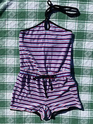 Vtg Y2K Juicy Couture Velour Striped Halter Romper • $25.50