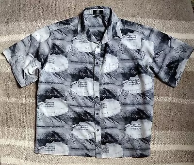 Marithe Francois Girbaud Shirt Mens 3XL Gray Print Spell Out Short Sleeve Button • $17.88