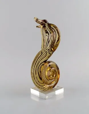 Rare Murano Sculpture In Mouth Blown Art Glass. Cobra Snake. 1960s. • $840