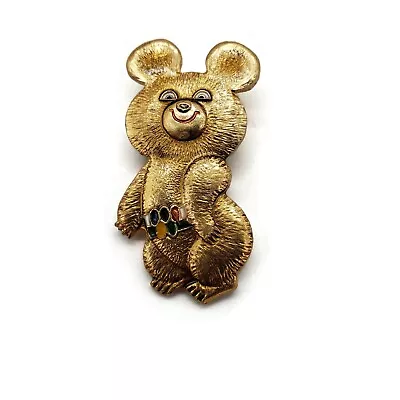 Misha Bear 1980 MOSCOW USSR Olympic Games Mascot Pin Badge 1.25” • $17.95