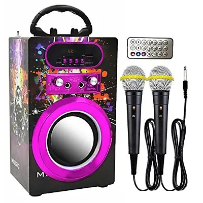 BLUETOOTH KARAOKE MACHINE With 2 Microphones For Kids MP3 Player Remote INDECOOL • $44.79