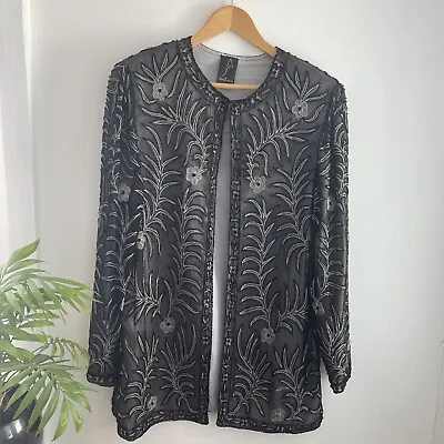 £24.99 • Buy Ladies Ronald Joyce After Six Heavily Sequined Jacket Cardigan Size 16 100% Silk