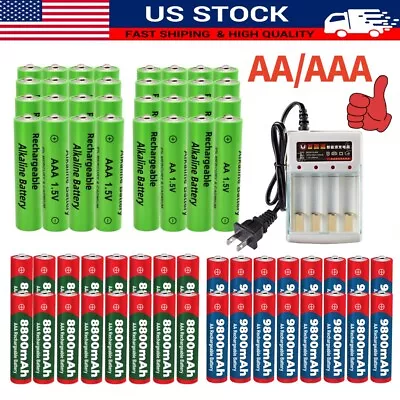 16Pack 1.5V 9800mAh AA / AAA Alkaline Rechargeable Batteries LED Light Batteries • $8.99