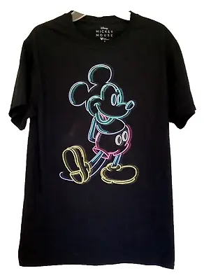 Mickey Mouse T-Shirt Womens Neon Glow In The Dark Mickey Black Size Small • $15.87