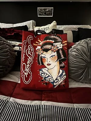 N12 Tote Bag Ed Hardy By Christian Audigier Red Geisha Tattoo Art With Studs • $32