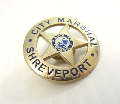 City Marshal Shreveport LA Badge 1.5  Metal Hat Badge - Obsolete ¤ • $19.95