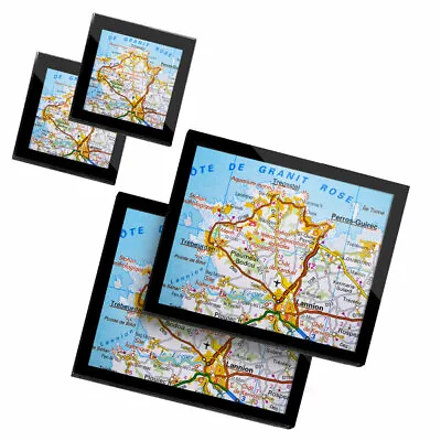 £34.99 • Buy 2x Glass Placemates & Coasters - Lannion Cote De Granit Rose France Map  #45511