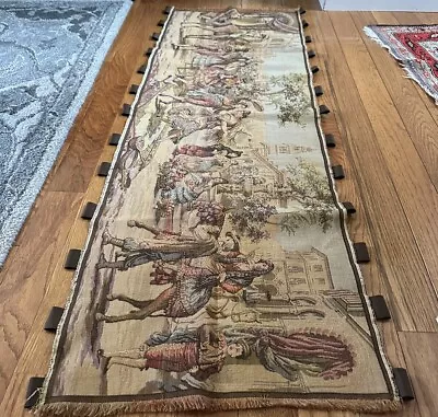 Vintage Tapestry Street Scene Spanish Dancers 20x57” Wall Hanging European • $155