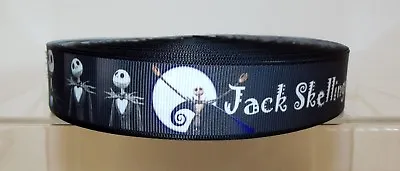 Jack Skellington Grosgrain Ribbon 16/25mm Wide 1m 2m 5m Black • £1.70