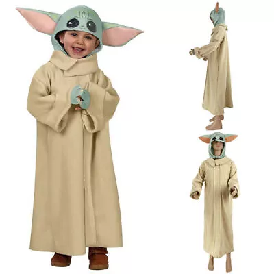 Kids Boys Girls Yoda Cosplay Mandalorian Star Wars Fancy Dress Costume 3-10Years • £11.69