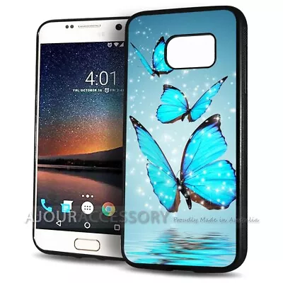 ( For Samsung S7 Edge ) Back Case Cover AJH11646 Blue Butterfly • $9.99