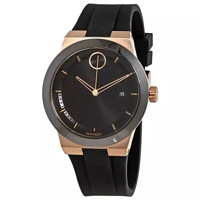 MOVADO BOLD $695 MENS FUSION ROSE GOLD/BLACK SWISS WATCH W/DATE 3600622 • $272.22