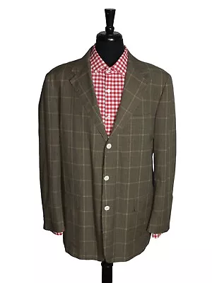 J. Crew Men Brown Black Glen Plaid Cotton Sport Coat Blazer Jacket Size 44L 46L? • $60.88