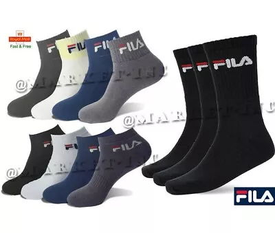 FILA Mens Womens Crew Ankle Low Cut Socks Invisible Sports Gym Work Trainer Lot • £6.49