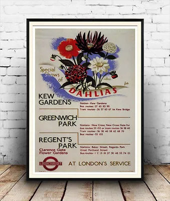 Dahlias : Old London Underground Travel Poster Reproduction • £4.79