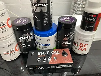 9-pack Muscletech Platinum 100 Fish MCT Oil Podium During Sweat Supplements BCAA • $71.99