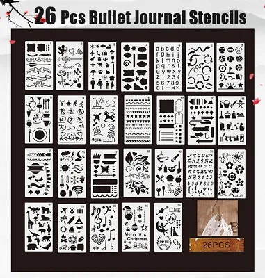 26 Pcs Journal Stencils Templates Planner Notebook Diary Scrapbook DIY Drawing • $15.15