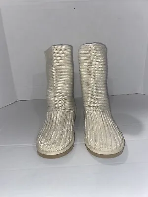 UGG Australia Beige Classic Crochet Winter Womens Boots Sz6 NWOB S/N 5833 • $55