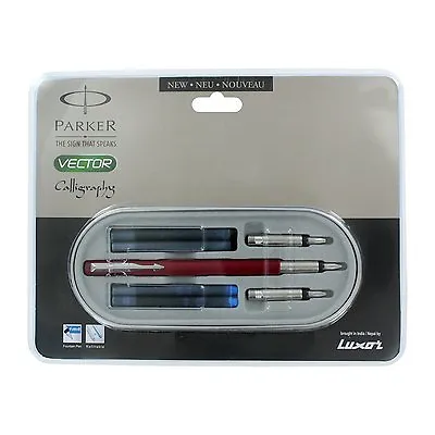 £17.64 • Buy Parker Vector Calligraphy Standard CT Fountain Pen Red Body Free Ink Cartridge