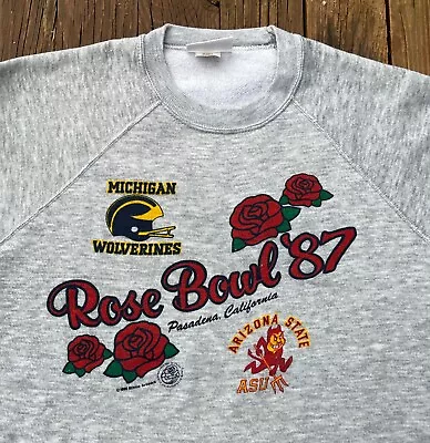 VTG 80's ROSE BOWL Michigan Wolverines Arizona St Men's XL L Sweatshirt Pullover • $82.29