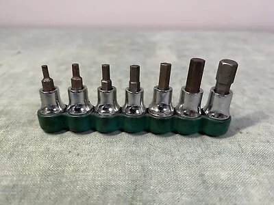S-K Tools 3/8  Drive Chrome SAE Allen/Hex Head 7 Pc Socket Set With Holder - USA • $55