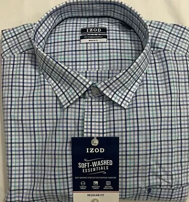 New Izod Men's Long Sleeve Shirt Blue Plaids Size 2XL $19.99 • $19.99