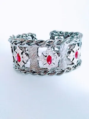 Nolan Miller DAZZLING Sim.Ruby/Sim. Diamond Maltese Cross Estate Cuff~MINT~Rare • $124.99