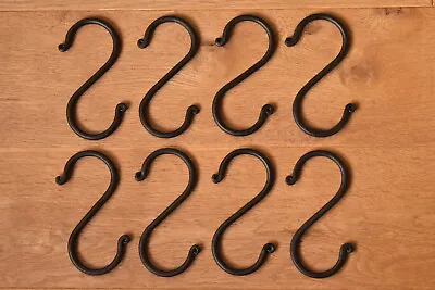 £21.99 • Buy Eight Handmade Wrought Iron Butcher Rail Hooks S Hanging Hook 10.5cm.