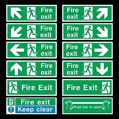 £3.69 • Buy Fire Exit Plastic Sign Or Sticker - Emergency Exit, Escape