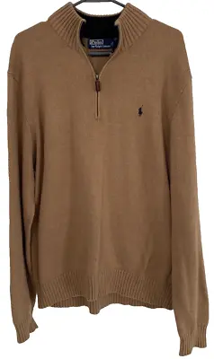 Polo Ralph Lauren Nubuck Tan Brown Sweater Leather Pull Men's 3XB • $55.20