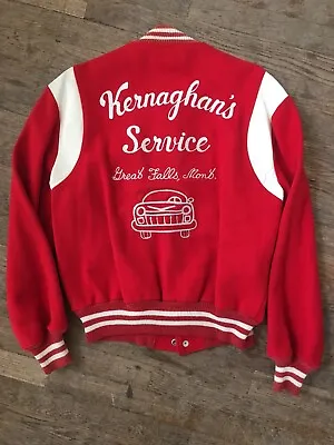 Vtg 1950s 60s Red Wool Car Club Jacket Mens 42 ML Rockabilly VLV Letterman Coat • $233.75