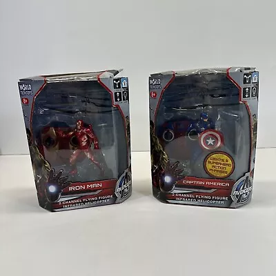 NEW World Tech Toys IRON MAN & CAPTAIN AMERICA Channel Flying Figure Helicopter • $64.99