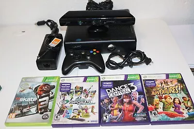 Microsoft Xbox 360 Slim With Kinect 4GB Tested And Working! 4 GAMES • $100