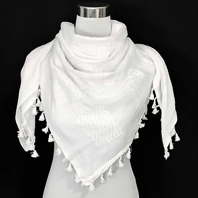 Shemagh Full White Original Made In Palestine Arab Scarf كوفيه فلسطينيه اردني • $33.52