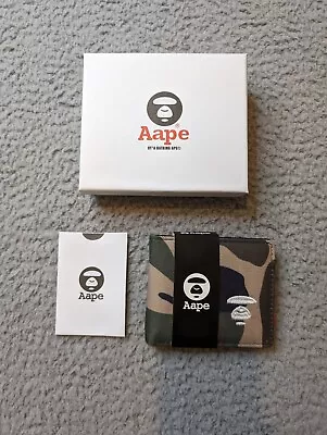 Bape Wallet Mens Camo Green Nylon Bi-Fold Ape Head NIB • $44.88