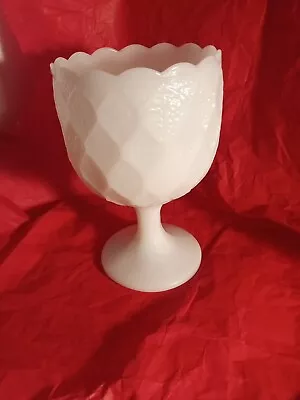 Vintage Honeycomb Milk Glass Vase Goblet Footed Planter • $15.99