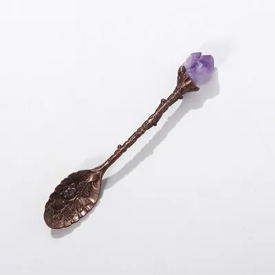 Vintage Coffee Tea Spoon Amethyst Crystal Cluster Head Dessert Spoon Kitchen • $4.99