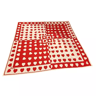 Vintage Vera Neumann Signed 1970s Red And White Square HEARTS Silk Scarf 21 X 21 • $34.97