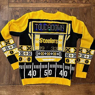 Pittsburgh Steelers Mens Large Light Up Christmas Holiday Sweater NFL Football • $12.95