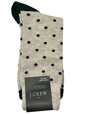 NWT J CREW Socks One Size Gray Green Polka Dots #40 • $14.75